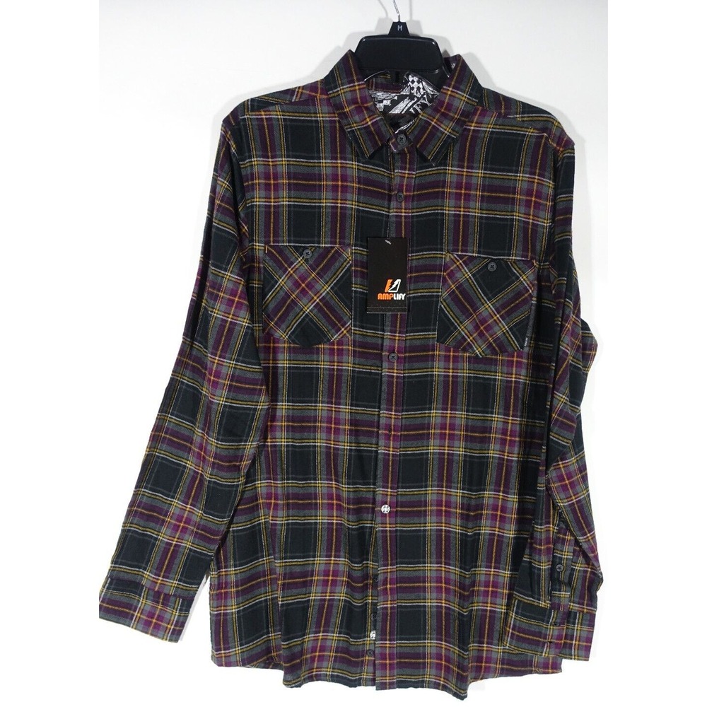 Amplify Flannel Shirt Mens Medium Button Down Western Cotton Pocket The Stunner